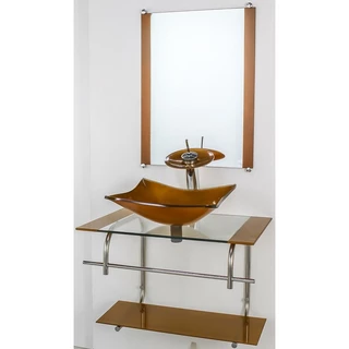GABINETE DE VIDRO PARA BANHEIRO INOX 60CM CUBA RETANGULAR DOURADO REAL