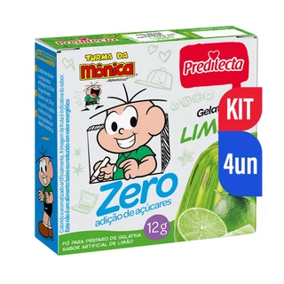 Kit 4un Gelatina Em Pó Limão Zero Açúcar Turma Da Mônica Predilecta 12g