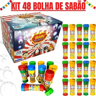 Kit 48 Prenda Festa Junina Bolha Sabão Doação Criança Promoção Bolinhas