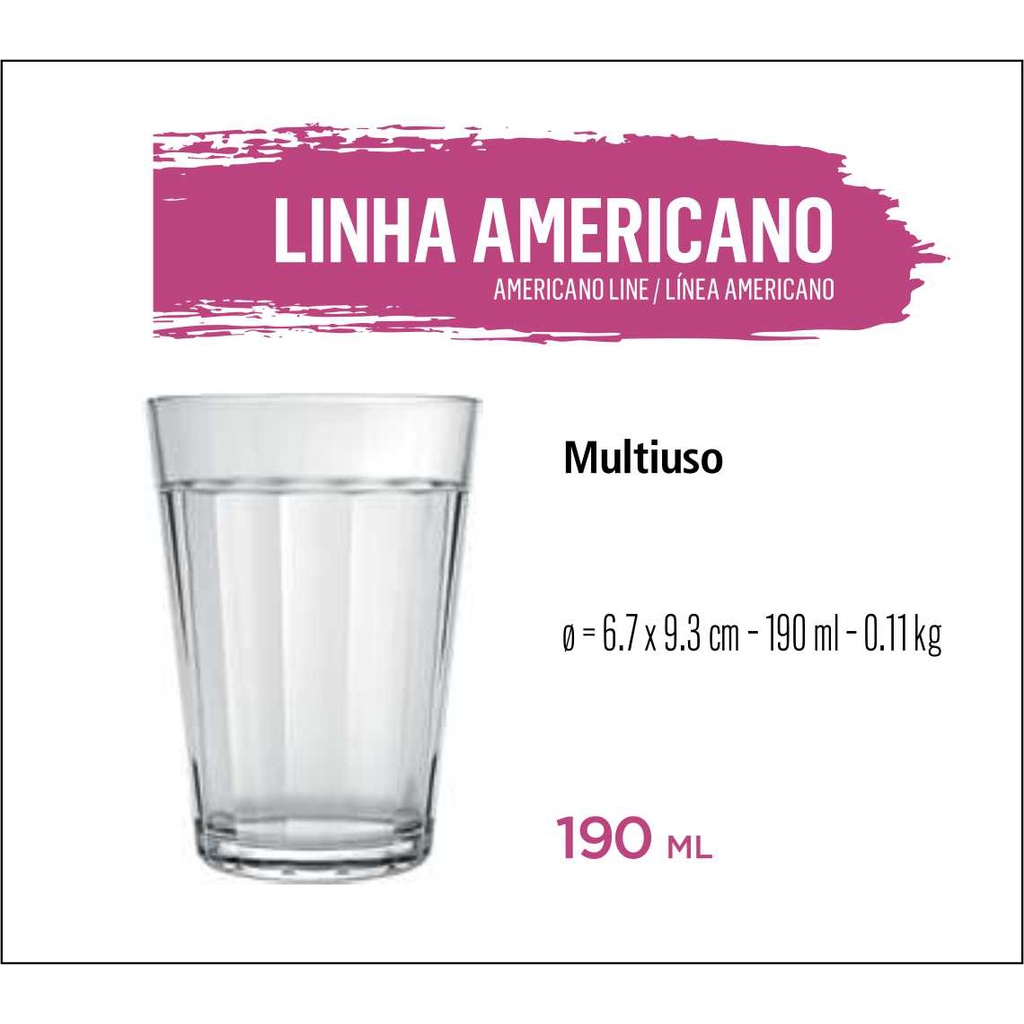 Copo Americano 190ml Bar Restaurante Copos Tradicional | Shopee Brasil