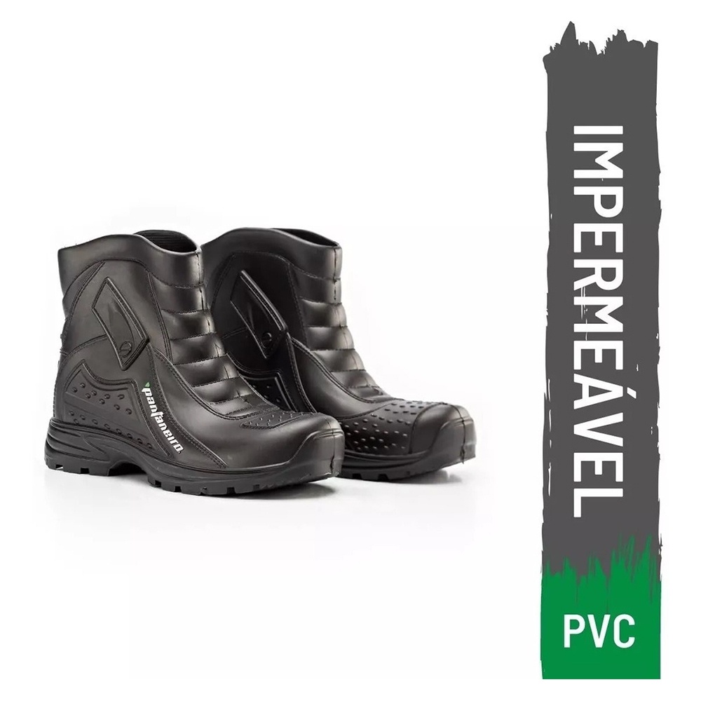 Bota De Chuva Motoqueiro Pantaneiro 100% Impermeável Limpeza Construção PVC Cano Curto Para Borracha