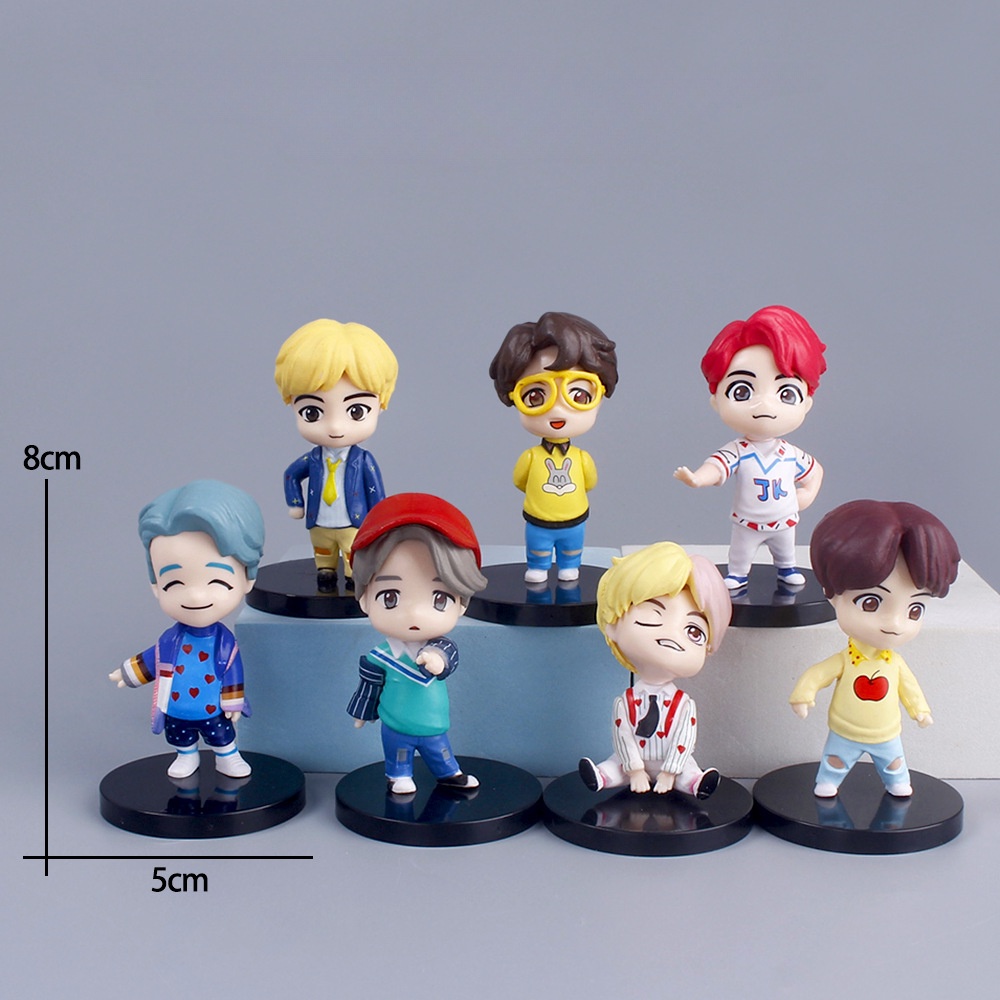 7pcs/set BTS Ação Figura Q Versão Bt21 Mcdonalds Figurine Kpop