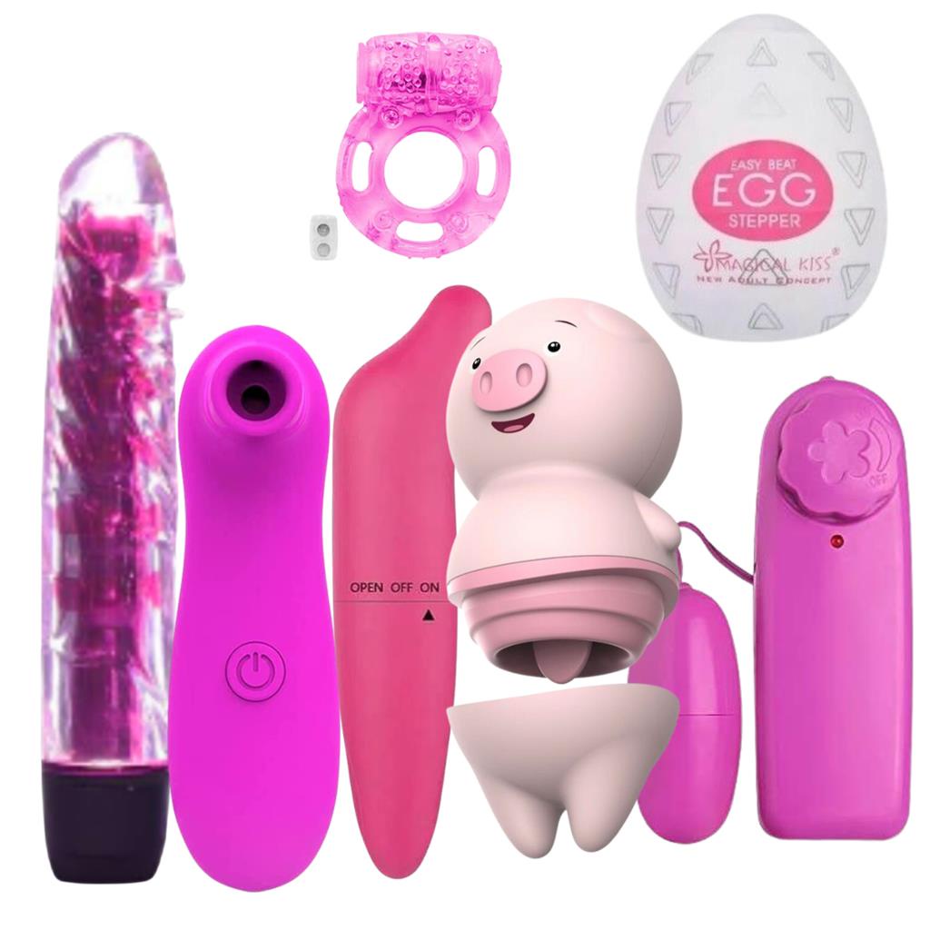 Kit Vibrador Feminino Estimulador de Clitóris Porquinho + 6 Itens Sex Shop  Completo | Shopee Brasil