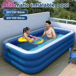 Piscina Inflável 3 Camadas Resistente Às Intempéries Dobrável Automática Lounge Kiddie Pool SHOPSKC2338