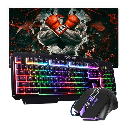 Kit Gamer Completo Exbom Teclado + Mouse 3200dpi + Mouse Pad | Shopee ...
