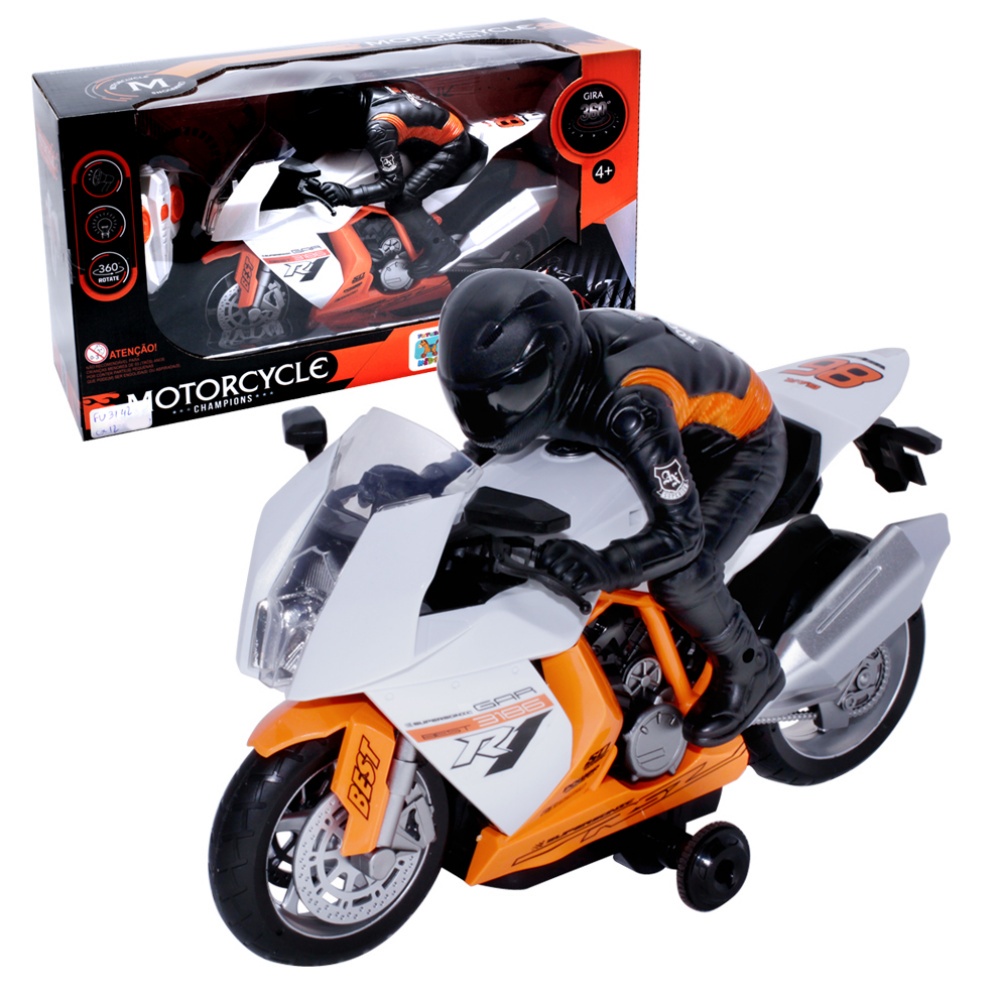 2 motos de controle remoto brinquedo 360 graus rodas ação rotativa