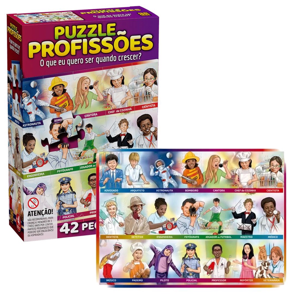Quebra Cabeça Infantil Puzzle Profissões Jogo Educativo 42Pç | Shopee ...