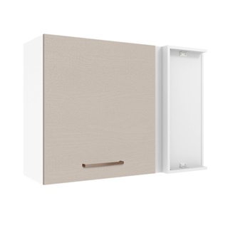 Armário Aéreo de Canto 1 Porta Branco/Crema Agata Madesa