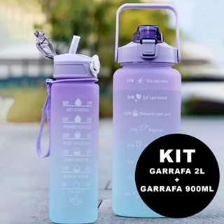 Kit 2 Garrafa De Água Gradiente De Grande Capacidade Portátil Para Viagem e Academia Com 2L 900ml