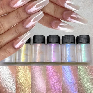 1 Caixa Nail Neon Pearl Powder Iridescent Glitter Aurora Espelho Pigmento Colorido Nail Art Dust Manicure