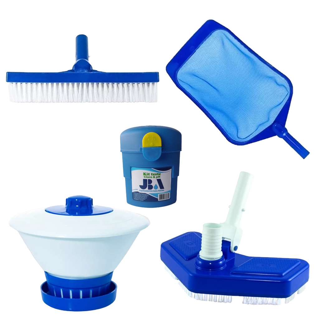 Kit Limpeza Piscina Aspirador Asa Delta + Margarida + Kit Teste