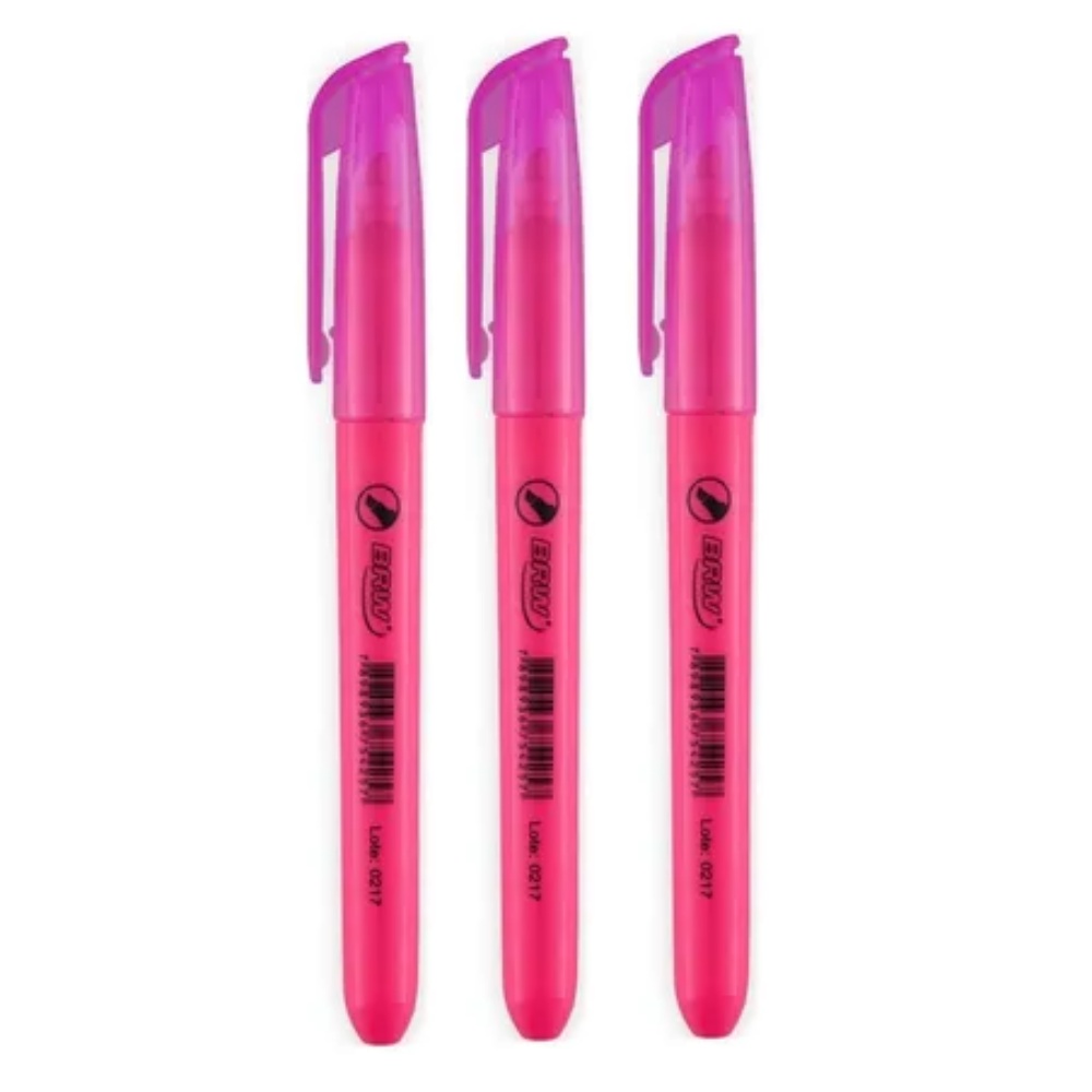 Marca Texto Rosa Cores Fluorescentes Escolar 3 Unidades | Shopee Brasil