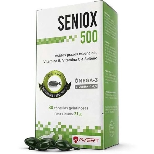 Seniox 500 Suplemento Avert com 30 Cápsulas Cães E Gatos