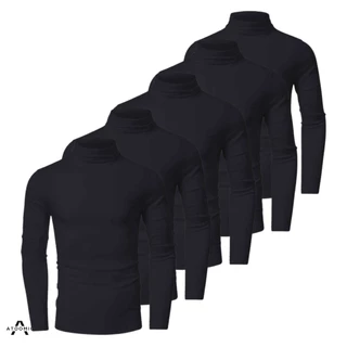 Kit 5 Camisas Gola Alta Proteção Uv 50+ Segunda Pele Camisa Academia Treino Fit
