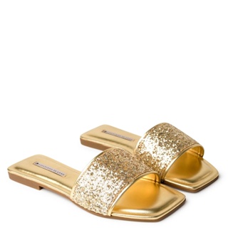 Rasteira Glitter Maxi Ouro Light