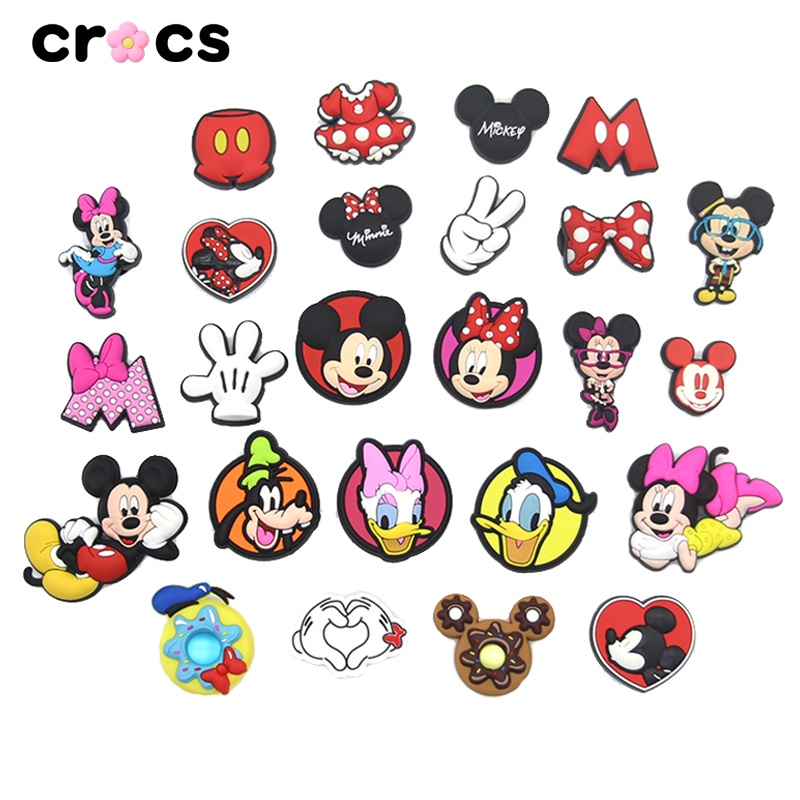 Crocodilos jibbit Sapato Crocodilos Fivela Acessórios Série Disney Mickey Minnie Cartoon Crocodilos Decorativos Fivela