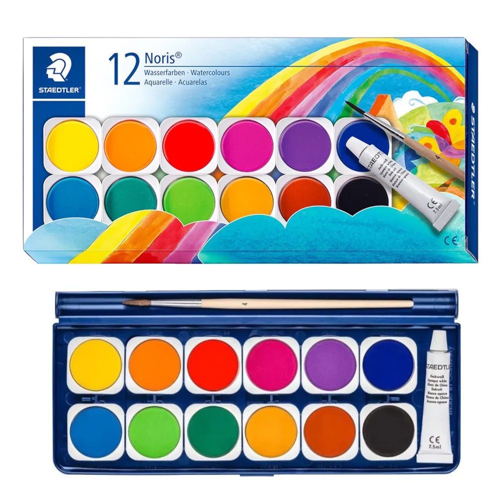 Tinta Aquarela Em Pastilha 12 Cores - Staedtler | Shopee Brasil