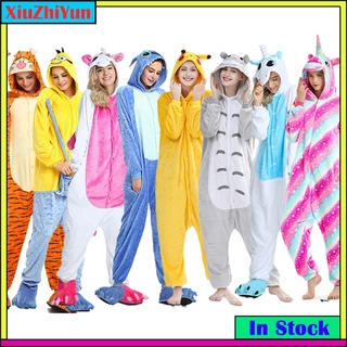 Adultos Desenho Animado Bonito Pikachu Stitch Onesies Mulheres Flanela Manga Longa Pijamas Kigurumi Animal Sleepwear