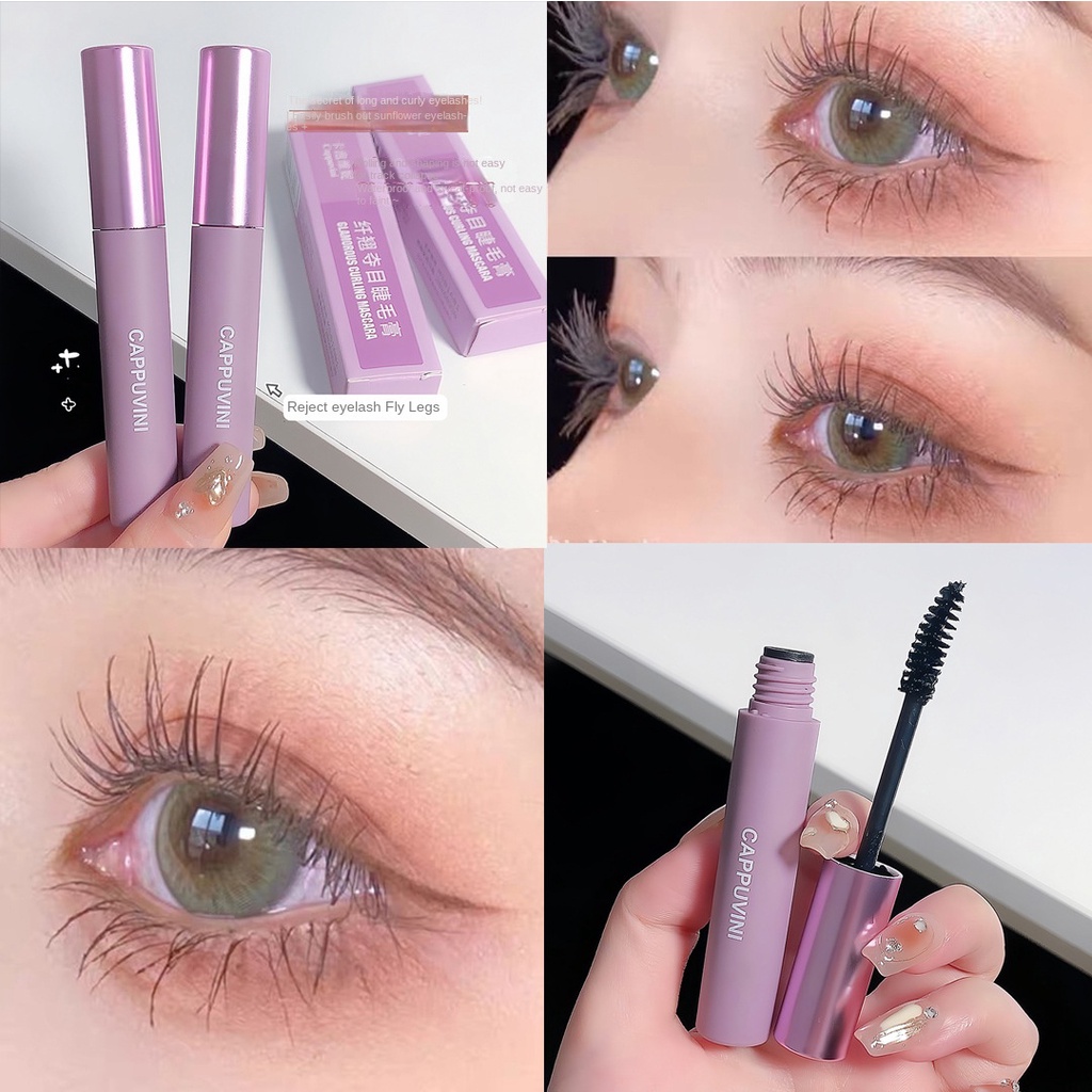 Cappuvini Pequeno Tubo Roxo Mascara À Prova D'água Sem Manchas Densas Maquiagem De Cachos Finos E Duradouros Primer Cosmético De Cílios