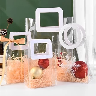 Bolsa Casual Transparente Para Festa De Casamento Saco Portátil Exterior Em PVC À Prova D'água Criativo Lembranças Sacos De Embalagem Doces Com Alça Presente De