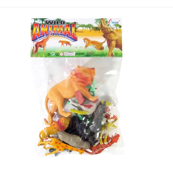 Kit Brinquedo Animais Selvagem Emborrachado Wild Animal 12 Peças