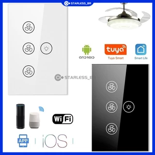 Interruptor Inteligente De Toque Do Ventilador De Teto WiFi Alexa Echo Smart Life Tuya App Control Regulagem De Várias Velocidades