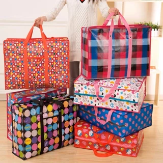 Sacola Retornável Ráfia Ecobag Grande Com Ziper Resitente Envia Cor Aleatório em Oferta na Shopee