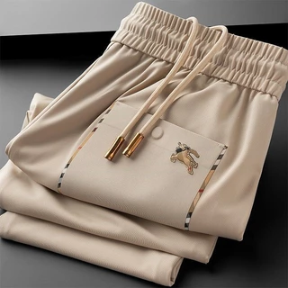 Calça De Seda Fina Casual Em Relevo Para Homens Slim-Fit Sports Sweatpants