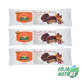 KIT 3 Biscoito de Arroz Recheado Pasta de Amendoim, Alfarroba e Canela Sem Glúten 40g - Natural Life