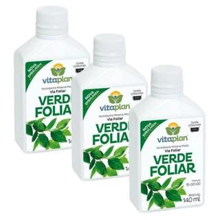 Kit 3 Adubo Fertilizante Mineral Líquido Concentrado Verde Foliar Para Folhas Folhagem e Plantas Pendentes Samambaia 140 Ml Orgânico - Nutriplan