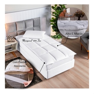 Protetor Cama Colchao Pillow Top Solteiro 200fios Macio Siliconado Anti Acaro
