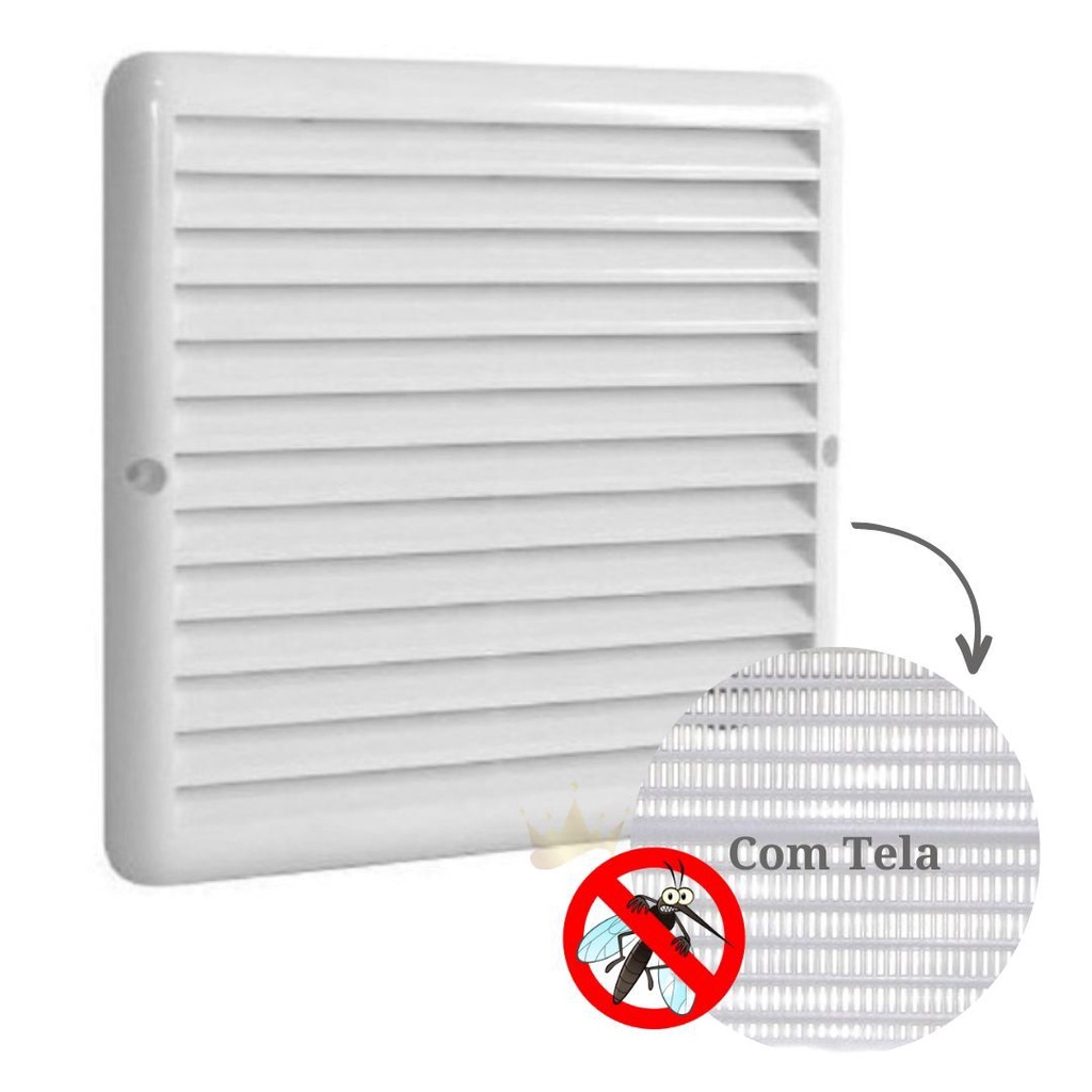 Grade Quadrada Plastico 25x25 Ventilação C/ Tela Anti Inseto