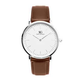 Relógio Masculino Marrom e Prata Saint Germain Bronx Silver 40mm - Fundo Branco