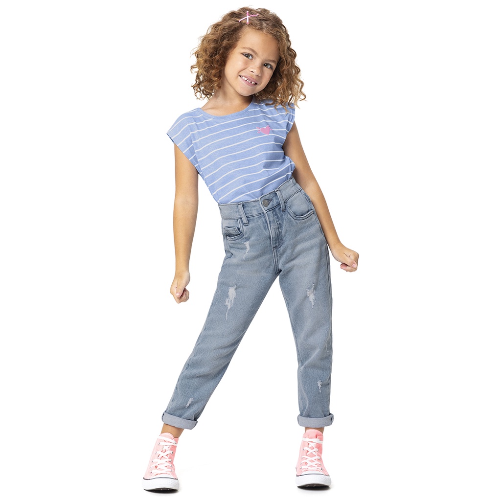 Calça Malwee Mom Wide Leg Premium Cintura Alta Juvenil Tam 10 ao