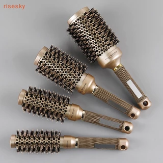 [Escova Profissional De Cerâmica Térmica Iônica Redonda Anti-Derrapante De Cabelo Ouro