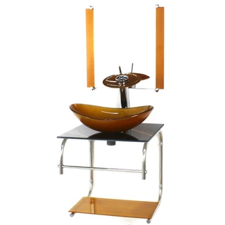 GABINETE DE VIDRO CUBA OVAL 40CM INOX MARMORE PRETO DOURADO
