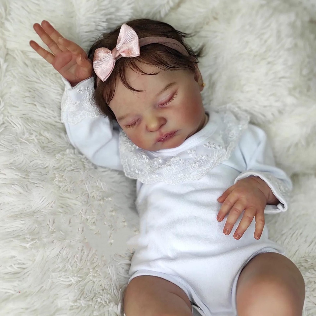 Reborn Adivinhe A Boneca Adormecida Realista 50 CM Renascida Com Pele 3D E Veias Vasculares , 20 Polegadas De Silicone Macio Recém-Nascido Bebê Vivo Criança Adorável Brinquedo De Aniversário Para Menina