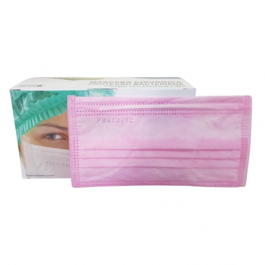 MASCARA TRIPLA ELÁSTICO PROTDESC CX 50 UN - ROSA