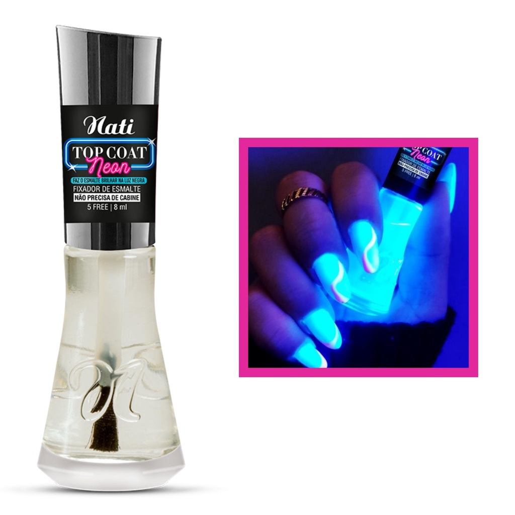 Esmalte Nati Top Coat Neon Brilha no Escuro Hipoalergenico Shopee Brasil