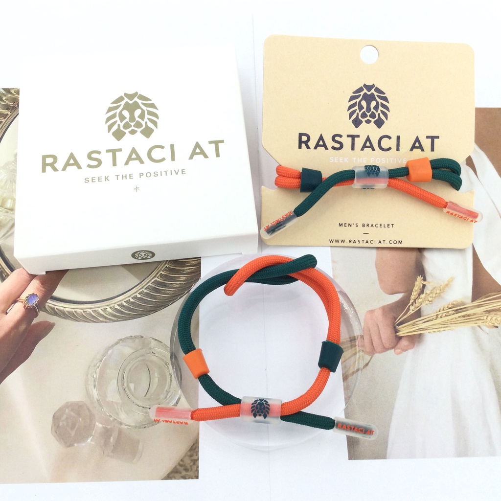 RASTAClAT Pulseira Com Nó Trançado Série VISUAL AID-Verde Laranja Fashion Bracelet Para Homens Feita À Mão Caixa Premium Fivela De silicone De Alta Qualidade