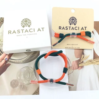 RASTAClAT Pulseira Com Nó Trançado Série VISUAL AID-Verde Laranja Fashion Bracelet Para Homens Feita À Mão Caixa Premium Fivela De silicone De Alta Qualidade