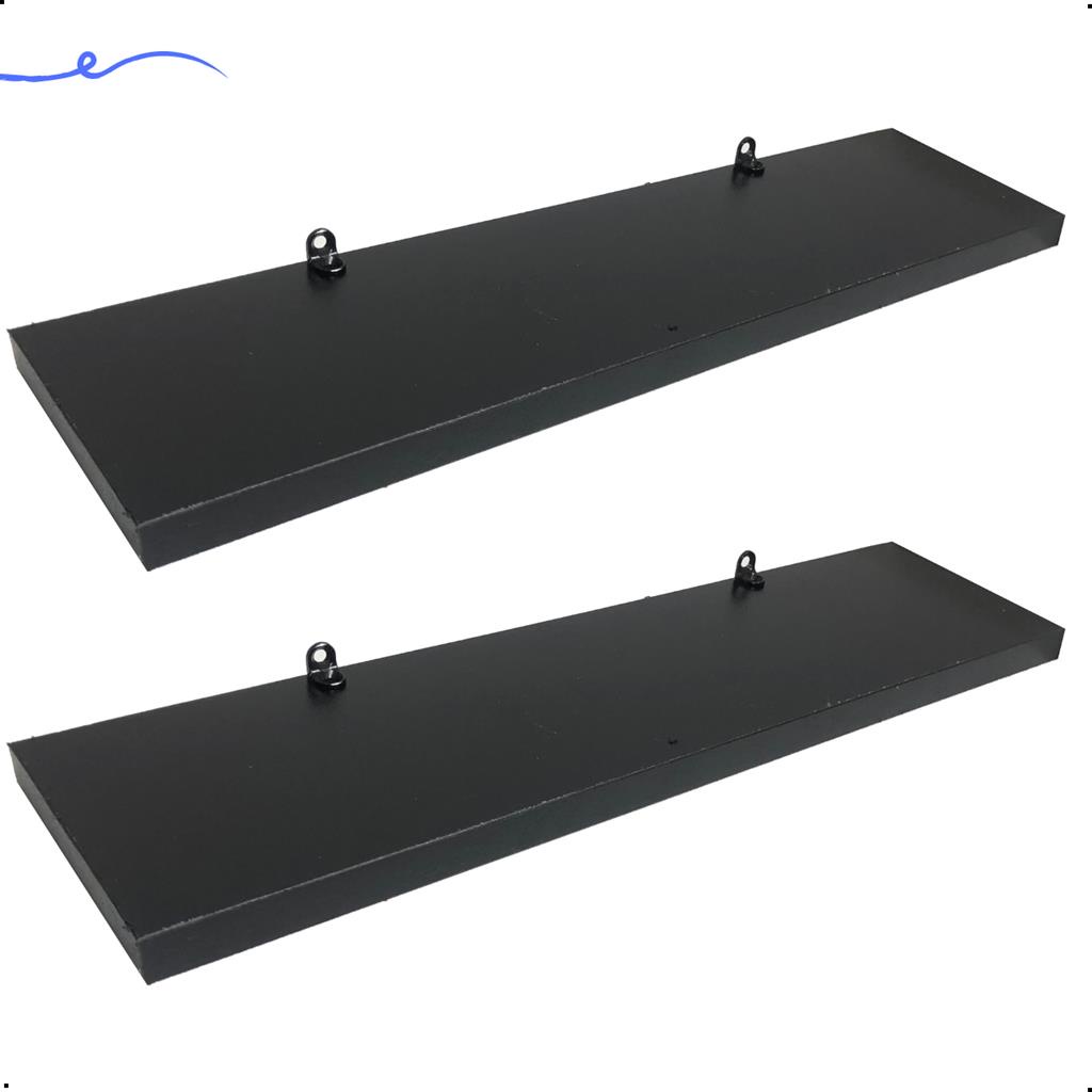 2 Prateleiras 40x10 Com Suporte Mdf Preto Organização Para Cozinha Banheiro Quarto Dormitorio Sala Lavabo Area Gourmet Escritorio Casa Lavanderia Kit Jogo Parede Decorativa Tabua 40cm Madeira Invisível Flutuante 40 Cm x 10 Cm Preta
