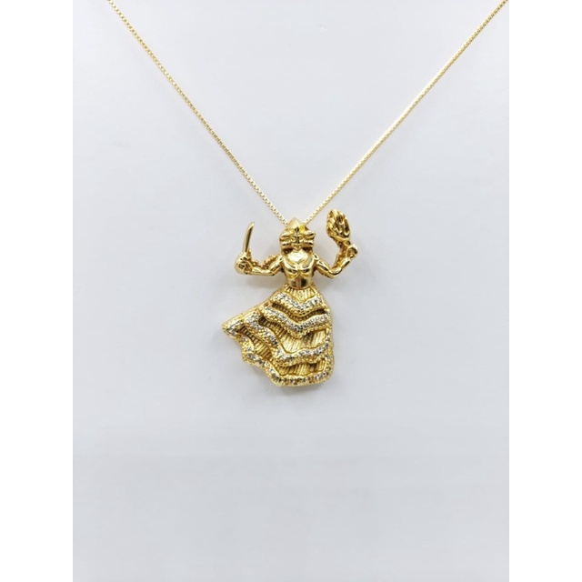 PINGENTE IANSÃ CRAVEJADO COM MICRO ZIRCÔNIAS BANHADO A OURO