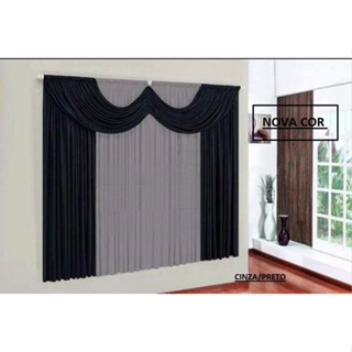 Cortina Paris 2,00m x 1,70m p/ Sala ou Quarto Preto/ Cinza