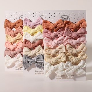 12Pcs/Set Cute Soft Cotton Clipes De Cabelo Com Nó De Laço Impresso Para Meninas Boutique Headwear Crianças Acessórios Artesanais Presentes