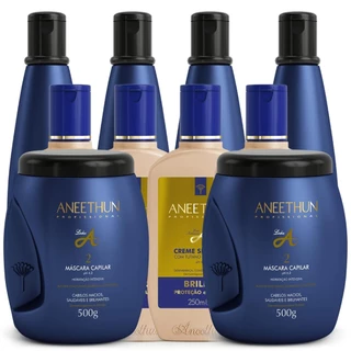 Kit Linha A Shampoo Mascara e Creme de Silicone Aneethun Profissional