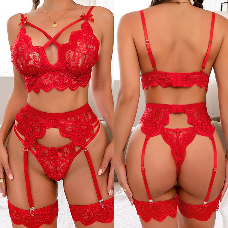 Conjunto Lingerie Renda Gladiadora Completo Sexy Luxo Gringa Shopee Brasil 4457