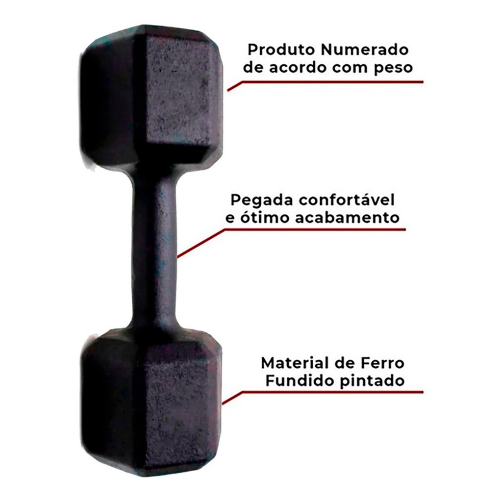 Halter Sextavado Pintado 6 a 10 Kg "Unidade" - Treino em Casa Musculação Academia Crossfit Funcional Peso Para Braço