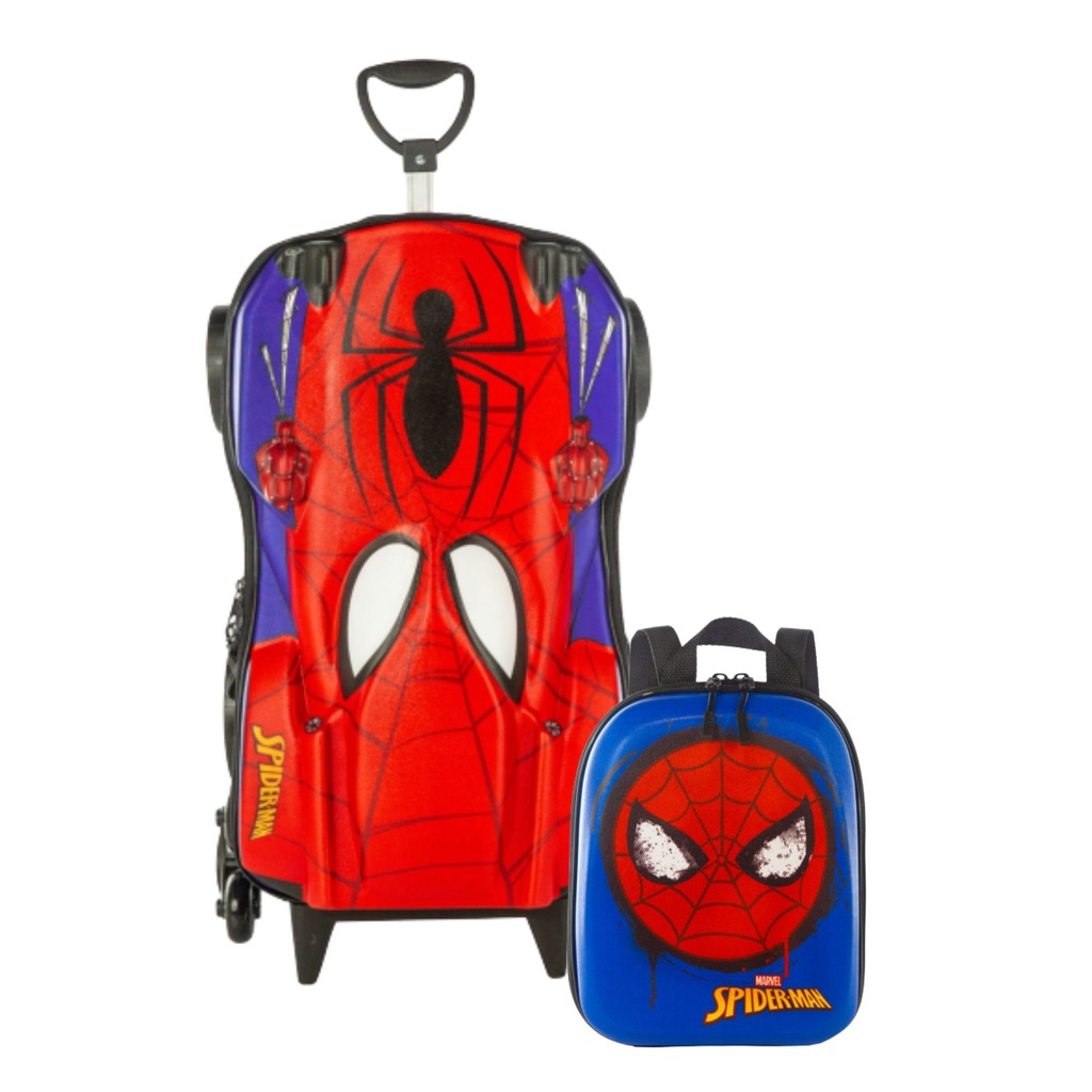 Mochila Rodinha Tripla Lancheira Homem Aranha 3d Maxtoy | Shopee Brasil