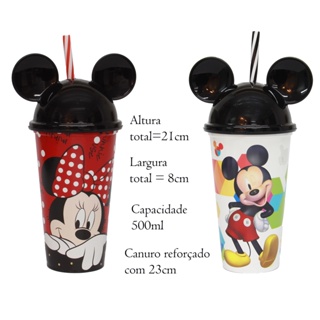 Kit 2 copos com orelha - Minnie e Mickey